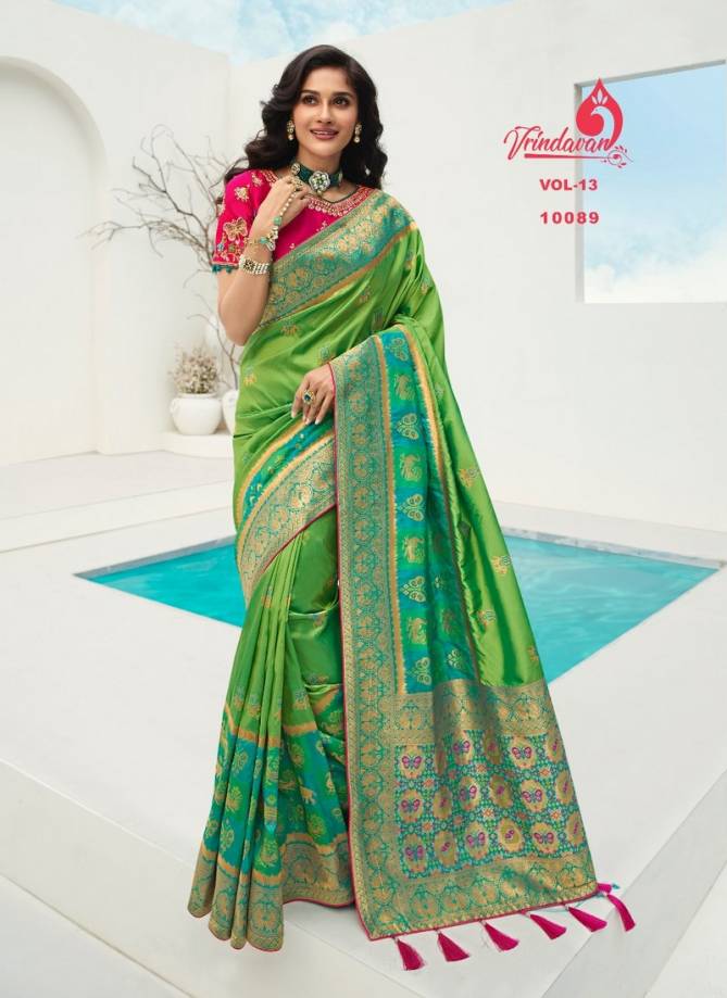 ROYAL VRINDAVAN VOL-13 Latest Designer Fancy Wedding Wear Banarsi Silk Printed Sarees Collection